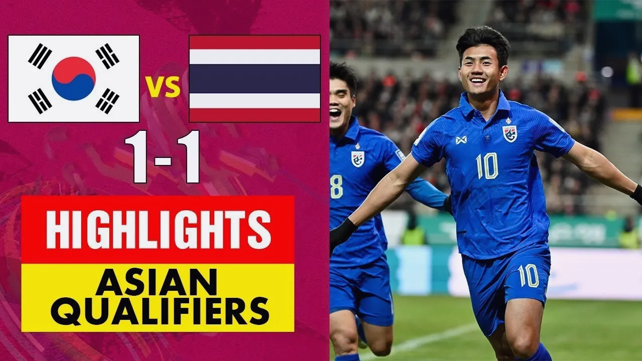 ไฮไลท์ฟุตบอล เกาหลีใต้ 1-1 ไทย ศึกฟุตบอลโลกโซนเอเชียรอบคัดเลือก 2024 22 มีนาคม 2567 dooball69.com
