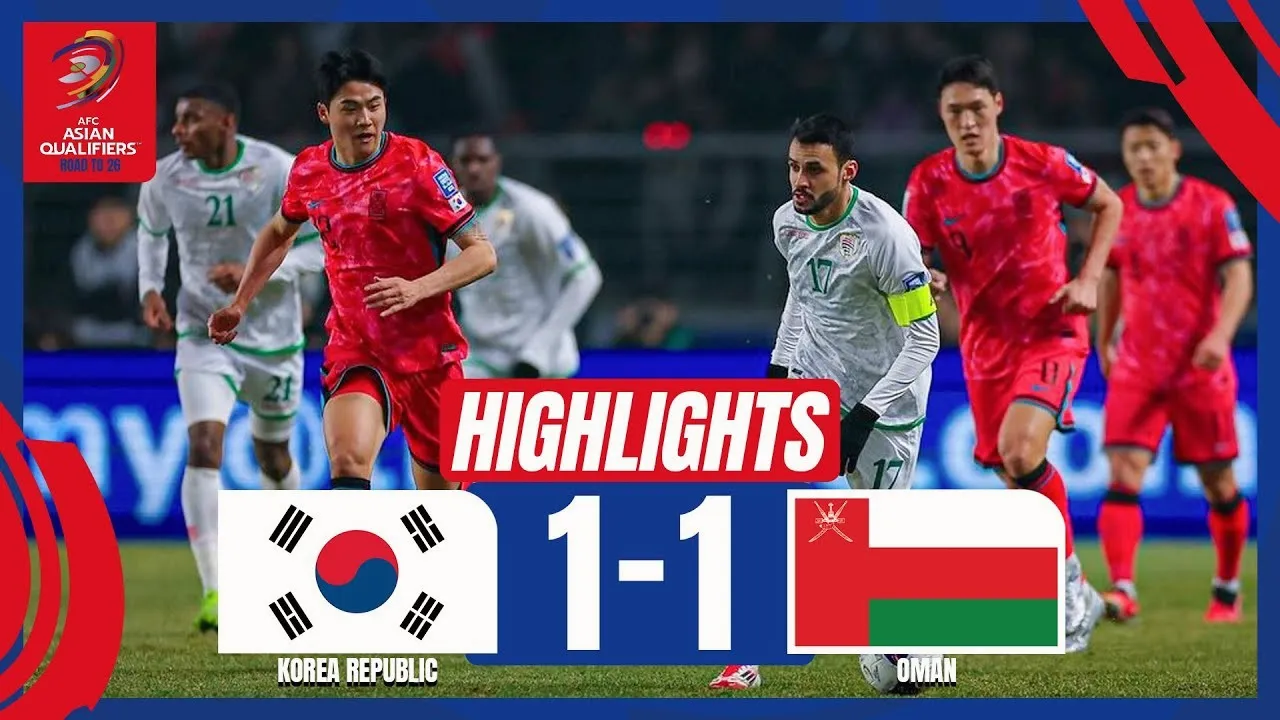 ไฮไลท์ฟุตบอล เกาหลีใต้เปิดบ้านเจ๊าโอมาน 1-1 ในฟุตบอลโลกรอบคัดเลือกโซนเอเชีย วันที่ 21 มีนาคม 2568