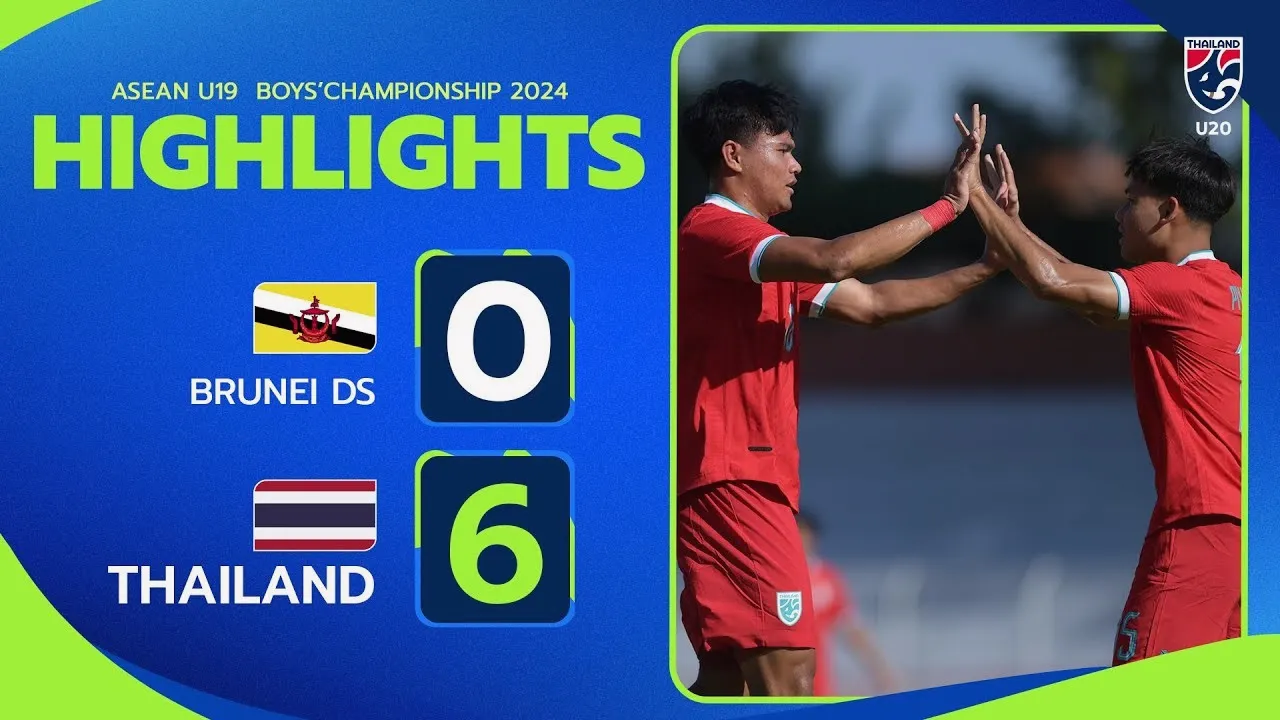 ไฮไลท์บอล อาเซียน U19 2024 วันที่ 23/07/2567 บรูไน(U19) พ่าย 0-6 ไทย(U19) ฟอร์มดุจบสกอร์ขาดลอย
