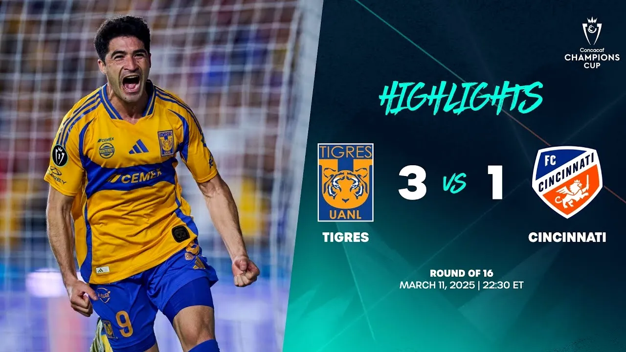 ไฮไลท์ฟุตบอล ไทเกรส ยูเอเอ็นแอล ชนะ เอฟซี ซินซินเนติ 3-1 ในศึกคอนคาเคฟ แชมเปี้ยนส์ คัพ 2025 วันที่ 12 มีนาคม 2568 ที่ดินแดงเดือด