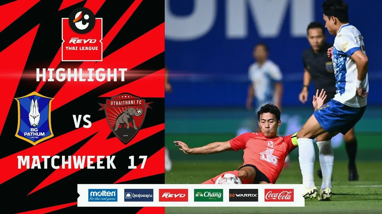 ไฮไลท์ฟุตบอล บีจี ปทุม ยูไนเต็ด ชนะ อุทัยธานี เอฟซี 2-0 รีโว่ ไทยลีก 2024 วันที่ 16 กุมภาพันธ์ 2567 แฟนบอลกรุงเทพฯ ตื่นเต้นชัยชนะเด็ดขาด