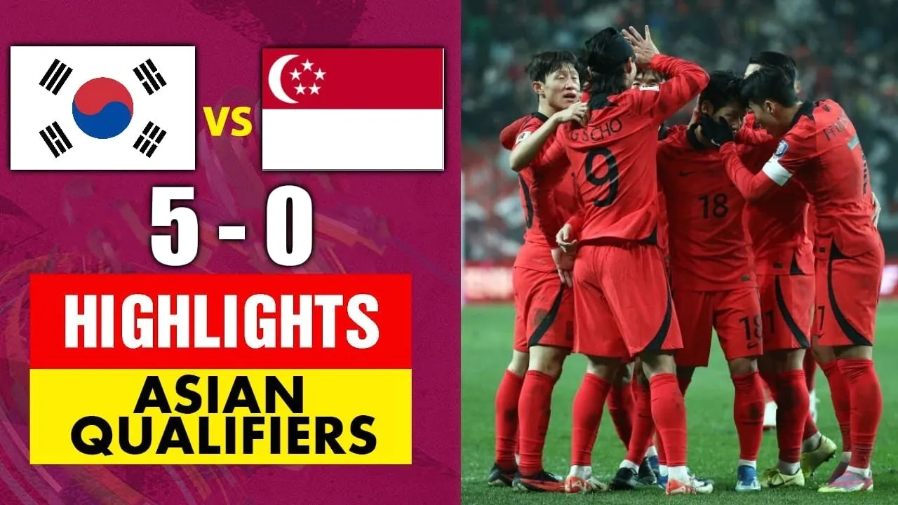 ไฮไลท์บอล เกาหลีใต้ถล่มสิงคโปร์ 5-0 ศึกฟุตบอลโลก รอบคัดเลือก โซนเอเชีย 2023 วันที่ 17 พฤศจิกายน 2566 dooball69.com