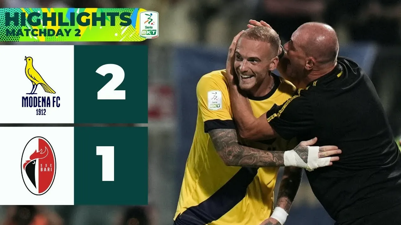 ไฮไลท์ฟุตบอลเซเรียบีอิตาลี โมเดน่าเปิดบ้านเฉือนบารี่ขาดลอย 2-1 บันทึกผลลีกวันที่ 24 สิงหาคม 2567