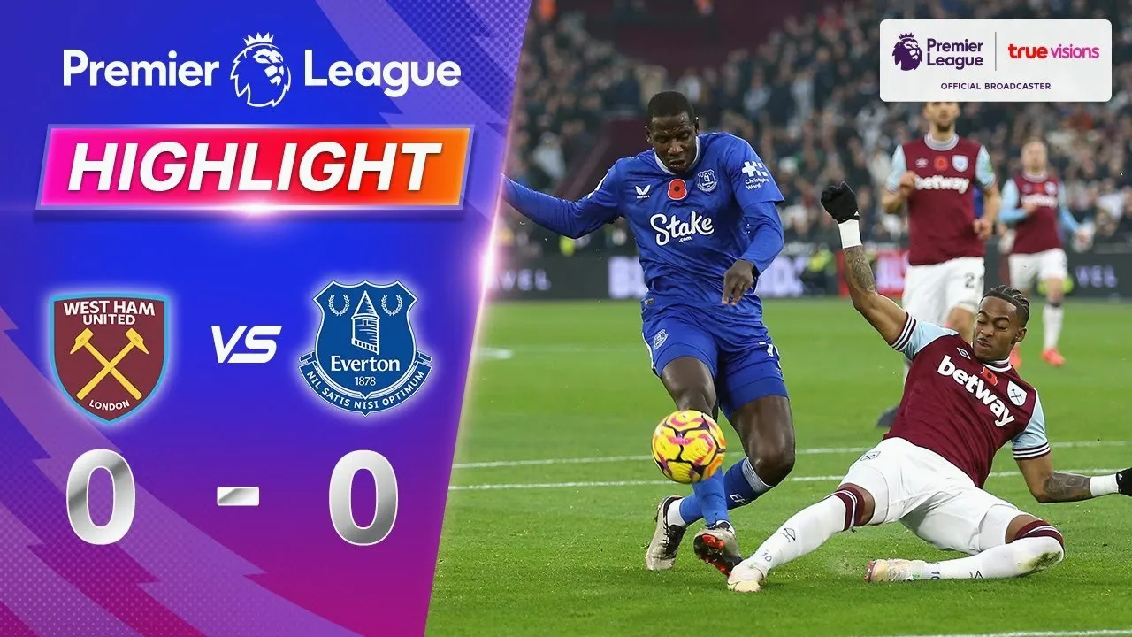 เวสต์แฮม ยูไนเต็ด เสมอ เอฟเวอร์ตัน 0-0 รวดทั้งเกมพรีเมียร์ลีกอังกฤษวันที่ 10/11/2567 บน dooball69.com