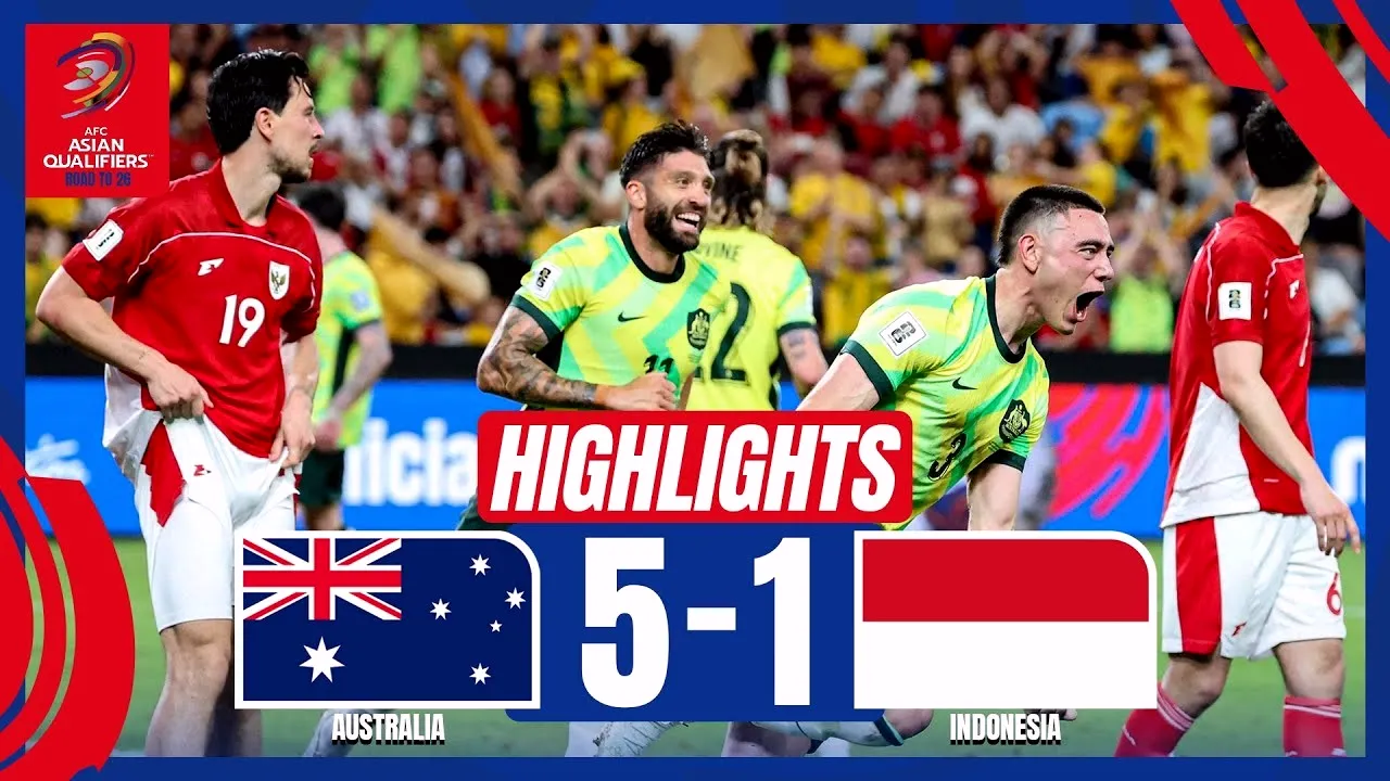 ไฮไลท์ฟุตบอล ออสเตรเลีย ถล่ม อินโดนีเซีย 5-1 ฟุตบอลโลก 2026 รอบคัดเลือก โซนเอเชีย 21/03/2568