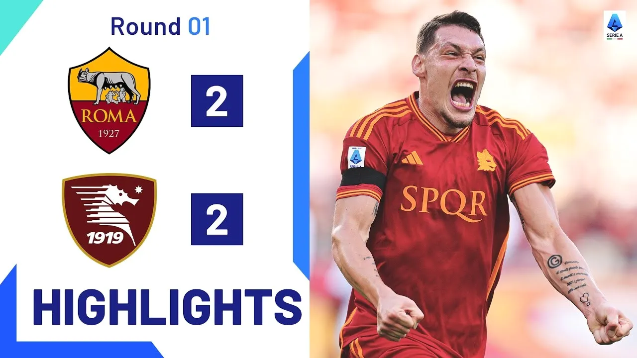 ไฮไลท์ฟุตบอลกัลโช่เซเรียอาอิตาลี เอเอสโรม่าเสมอกับซาแลร์นิตาน่า 2-2 เกมสนุกสุดมันที่สนามโอลิมปิโก