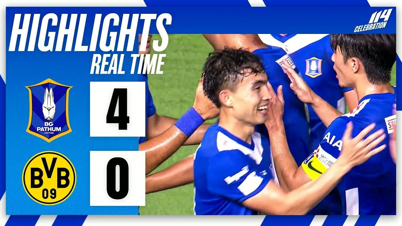 22 กรกฎาคม 2567 บีจี ปทุม ยูไนเต็ด ถล่ม โบรุสเซีย ดอร์ทมุนด์ 4-0 ศึกกระชับมิตรสโมสร 2024 ไฮไลท์สุดเดือดที่ dooball69.com