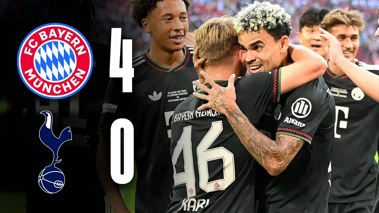 ไฮไลท์ฟุตบอล 08/08/2568: บาเยิร์น มิวนิค ทุบ ท็อตแน่ม ฮ็อตสเปอร์ส 4-0 ในศึกเยอรมัน ลีกา โททอล คัพ
