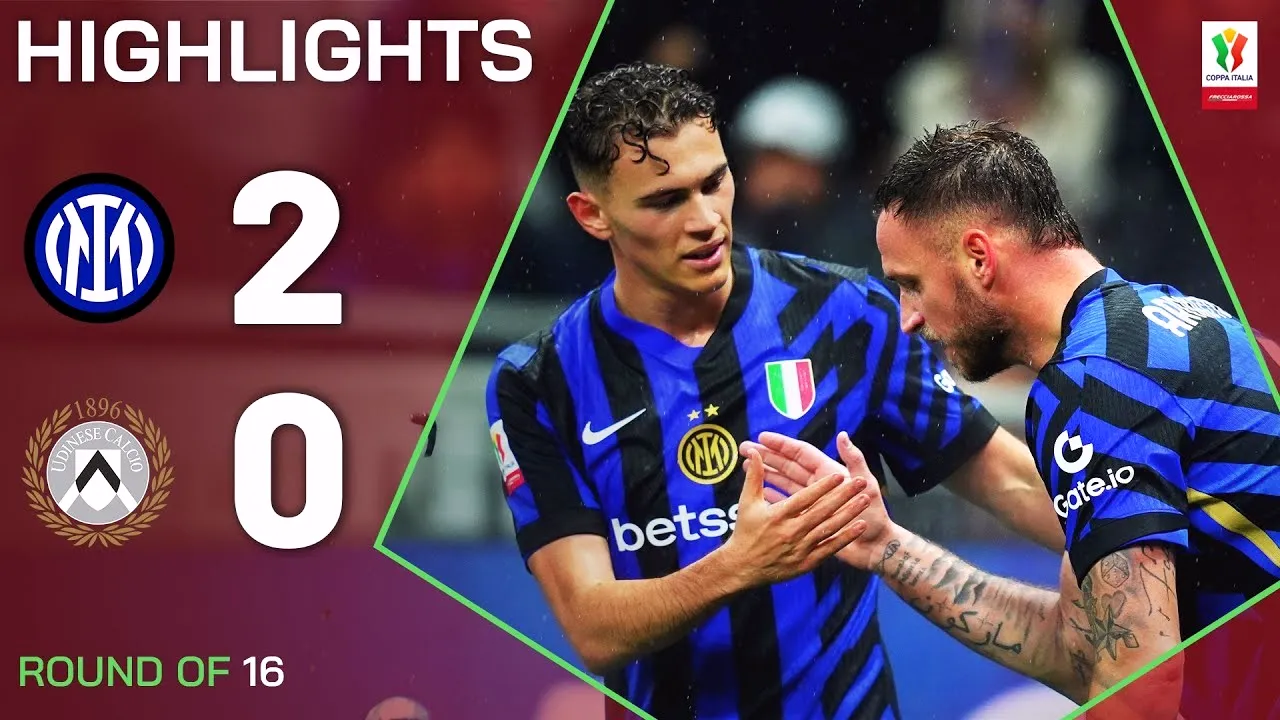 ไฮไลท์ฟุตบอลอินเตอร์ มิลาน ชนะ อูดิเนเซ่ 2-0 ศึกโคปปา อิตาเลีย คัพ ฤดูกาล 2024/25 วันที่ 20 ธันวาคม 2567