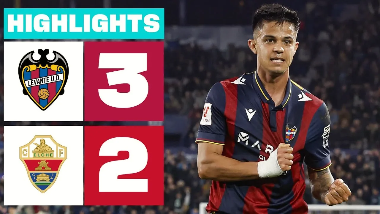 ไฮไลท์ฟุตบอลเดือด เลบานเต้พลิกชนะเอลเช่ 3-2 ศึกอเดลันเต้ สเปน วันที่ 25 มีนาคม 2567
