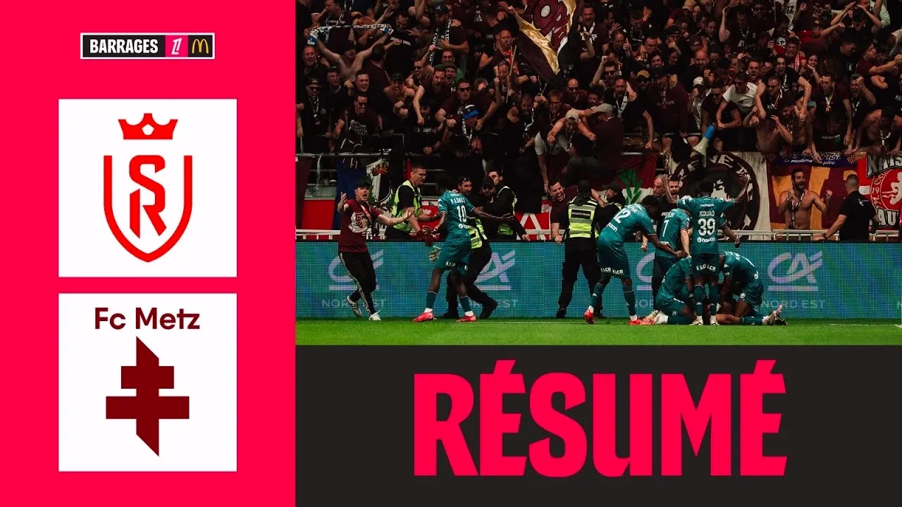 ไฮไลท์ฟุตบอล แร็งส์ 1-1 เม็ตซ์ ศึกเพลย์ออฟเลื่อนชั้น-ตกชั้นลีกเอิงฝรั่งเศส 2025 30 พฤษภาคม 2568