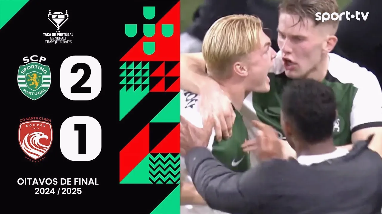 ไฮไลท์ฟุตบอล สปอร์ติ้ง ลิสบอน เฉือน ซานตาคลาร่า 2-1 ในโปรตุเกส คัพ 2024 ประจำวันที่ 19 ธันวาคม 2567