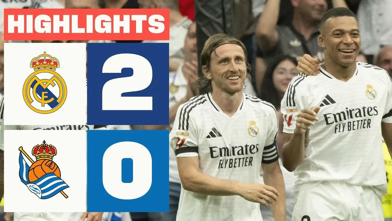 ดูก่อนใคร! ไฮไลท์ฟุตบอล เรอัล มาดริด 2-0 เรอัล โซเซียดาด ลาลีก้า สเปน 25 พฤษภาคม 2568 dooball69.com