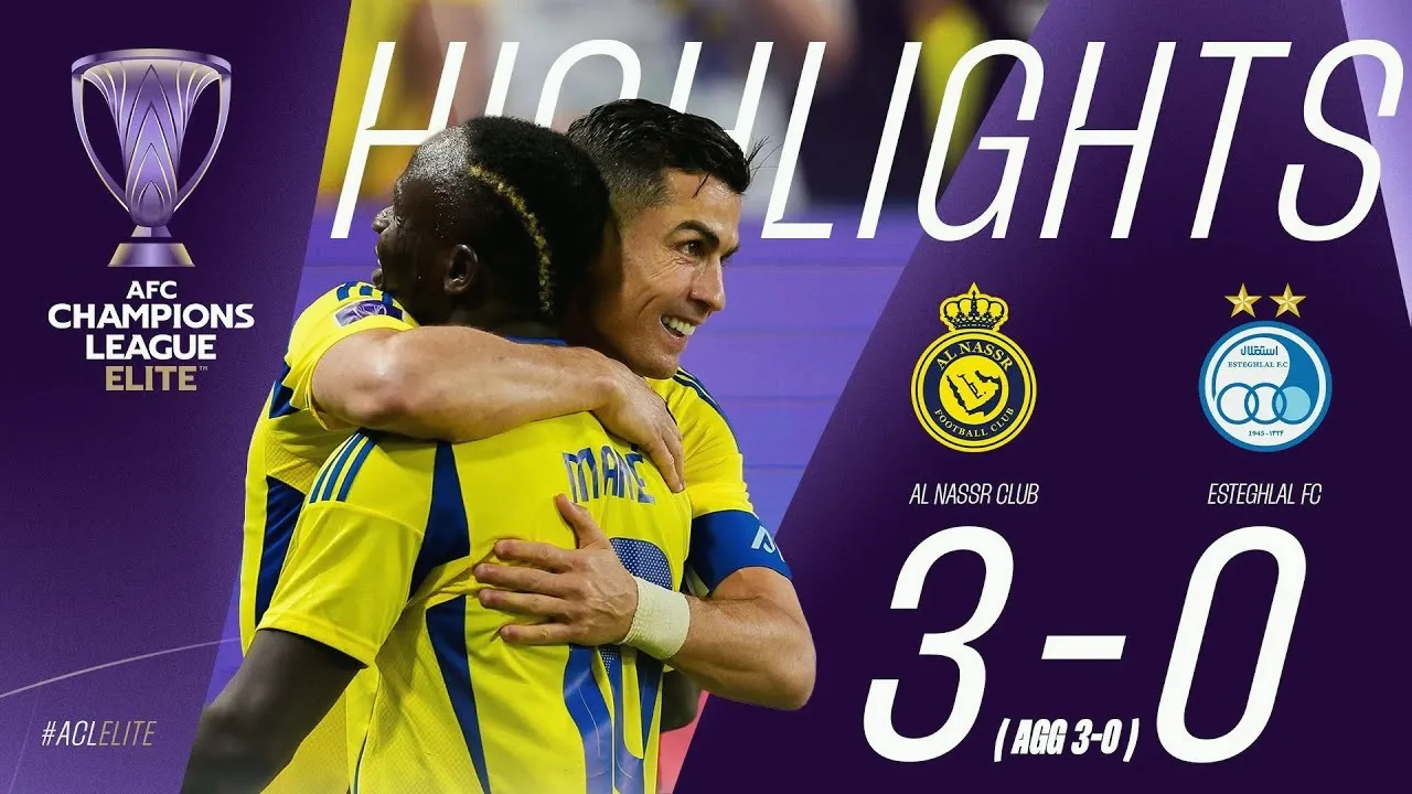พาดหัวไฮไลท์ฟุตบอล อัล นาสเซอร์(ซาอุ) ชนะ เอสเตกฮลัล(อิหร่าน) 3-0 ในศึกเอเอฟซี แชมเปี้ยนส์ลีก อีลิท 2025 วันที่ 11 มีนาคม 2568