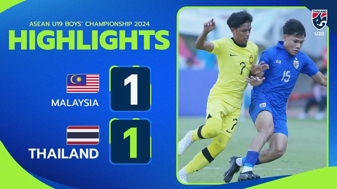 26 กรกฎาคม 2567 เปิดคลิปไฮไลท์ฟุตบอลชิงแชมป์อาเซียน U19 2024 มาเลเซีย(U19) เสมอ ไทย(U19) 1-1 ที่ dooball69.com