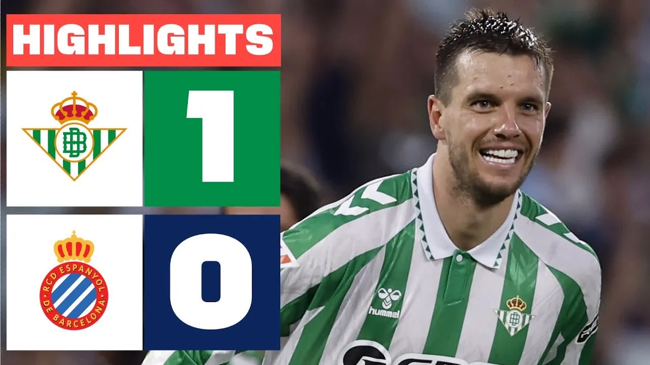 ไฮไลท์ฟุตบอลช่วงเย็น 30/09/2567: เรอัล เบติส เฉือนชนะ เอสปันญ่อล 1-0 ในศึกลาลีก้าสเปน 2024 dooball69.com