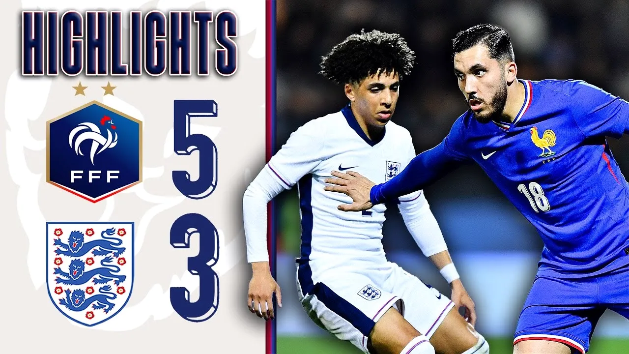 ไฮไลท์ฟุตบอล 22/03/2568 ฝรั่งเศส(U21) ถล่ม อังกฤษ(U21) 5-3 ศึกกระชับมิตรทีมชาติ 2025 สุดมันส์