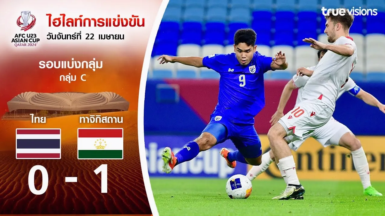 โดบอล69 ขอเสนอไฮไลท์ไทย U23 พ่ายทาจิกิสถาน U23 0-1 ศึกชิงแชมป์เอเชียนคัพ 2024 วันที่ 23 เมษายน 2567