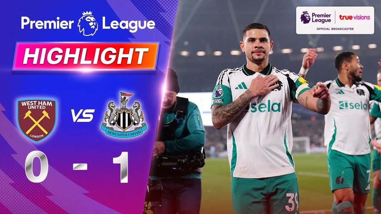 ไฮไลท์ฟุตบอลพรีเมียร์ลีกอังกฤษ เวสต์แฮม ยูไนเต็ด พ่ายคาบ้าน 0-1 นิวคาสเซิ่ล ยูไนเต็ด วันที่ 11 มีนาคม 2568