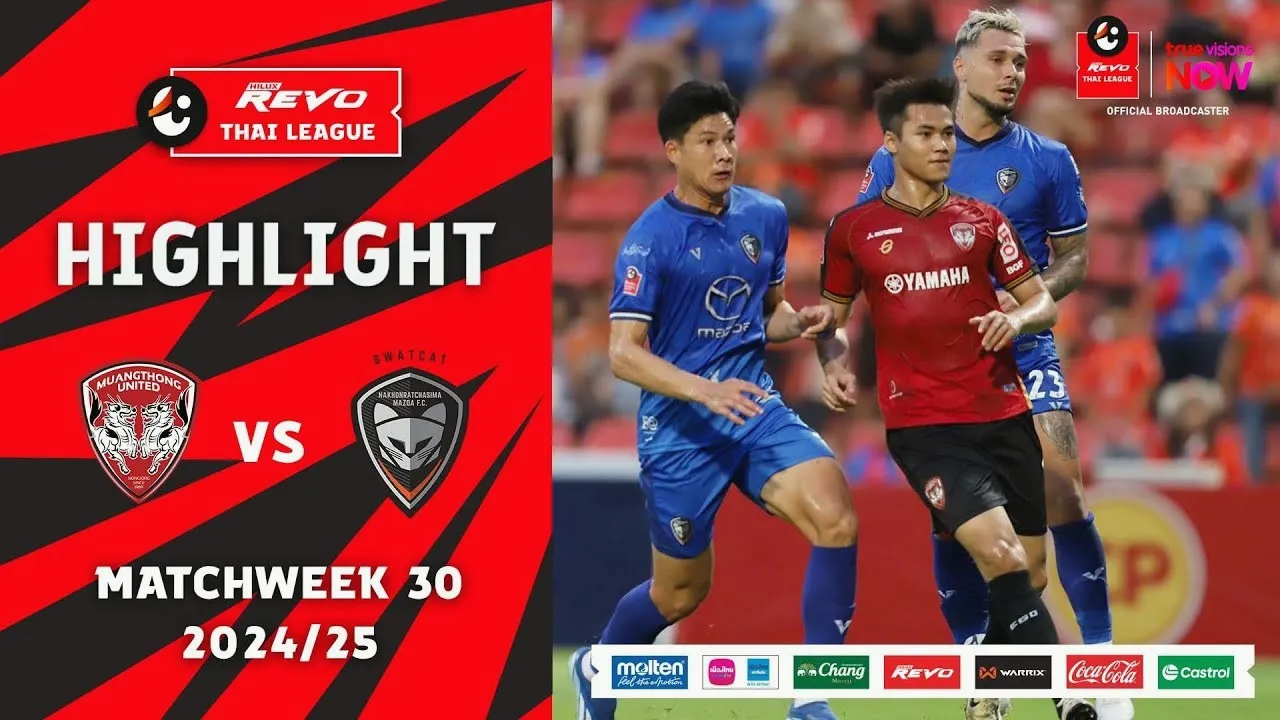 ไฮไลท์ฟุตบอล เมืองทอง ยูไนเต็ด ชนะ นครราชสีมา เอฟซี 2-0 ศึกไฮลักซ์ รีโว่ ไทยลีก 2025 วันที่ 27 เมษายน 2568 ที่ dooball69.com