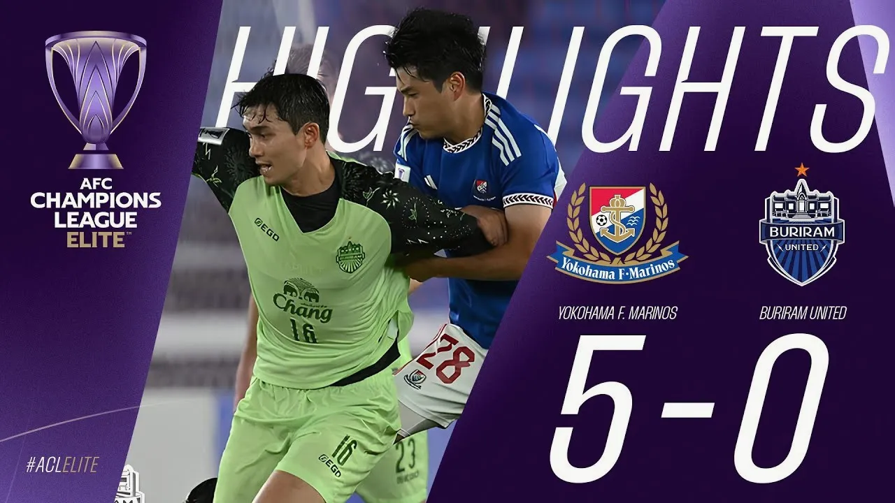 7 พฤศจิกายน 2567 โยโกฮาม่า เอฟ มารินอส ถล่ม บุรีรัมย์ ยูไนเต็ด 5-0 ในศึกเอเอฟซี แชมเปี้ยนส์ ลีก อีลิท