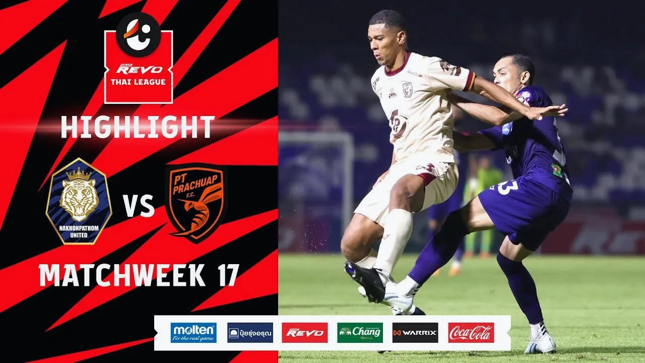 14 กุมภาพันธ์ 2567 ไฮไลท์ฟุตบอลรีโว่ไทยลีก นครปฐม เอฟซี เสมอ พีทีประจวบ เอฟซี 1-1 ศึกกองกลางเดือดพลิกล็อก 14/02/2567 dooball69.com