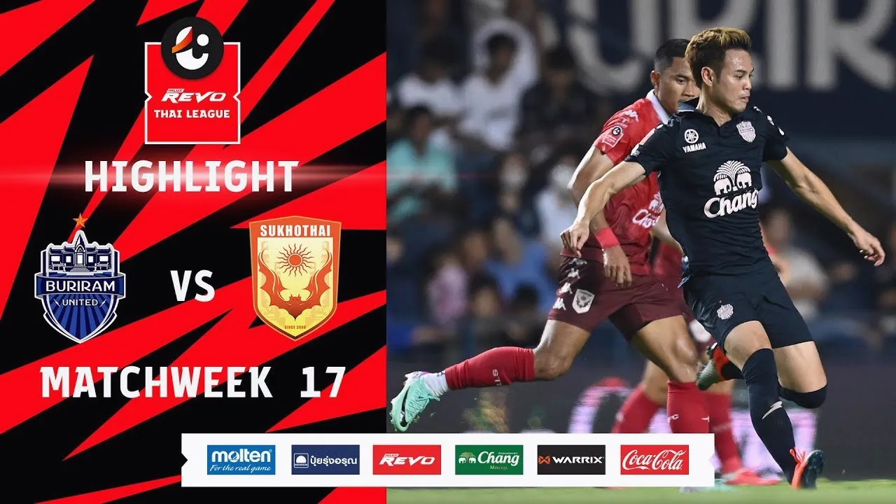 ไฮไลท์ฟุตบอล บุรีรัมย์ ยูไนเต็ด ถล่มสุโขทัย เอฟซี 4-0 รีโว่ ไทยลีก 2024 สดจากสนาม 15/02/2567