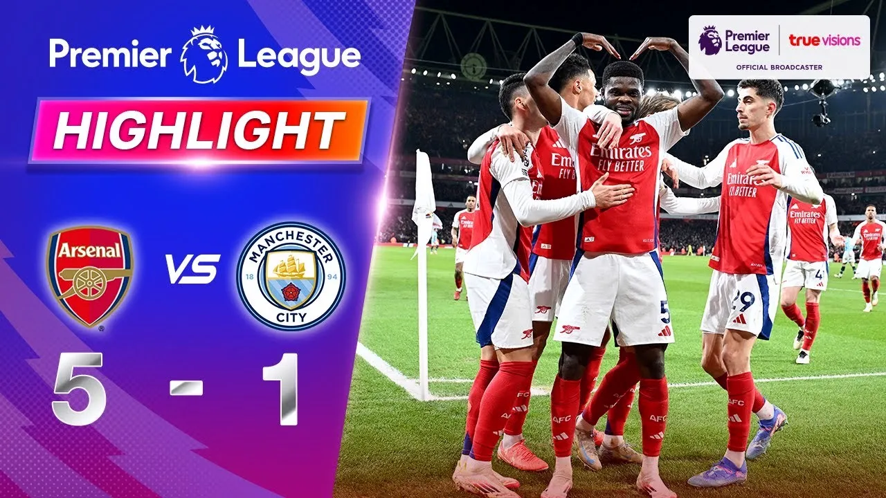 ไฮไลท์ฟุตบอล 3 กุมภาพันธ์ 2568 อาร์เซน่อลเปิดรังถล่มแมนฯ ซิตี้ 5-1 พรีเมียร์ลีก อังกฤษ 03/02/2568